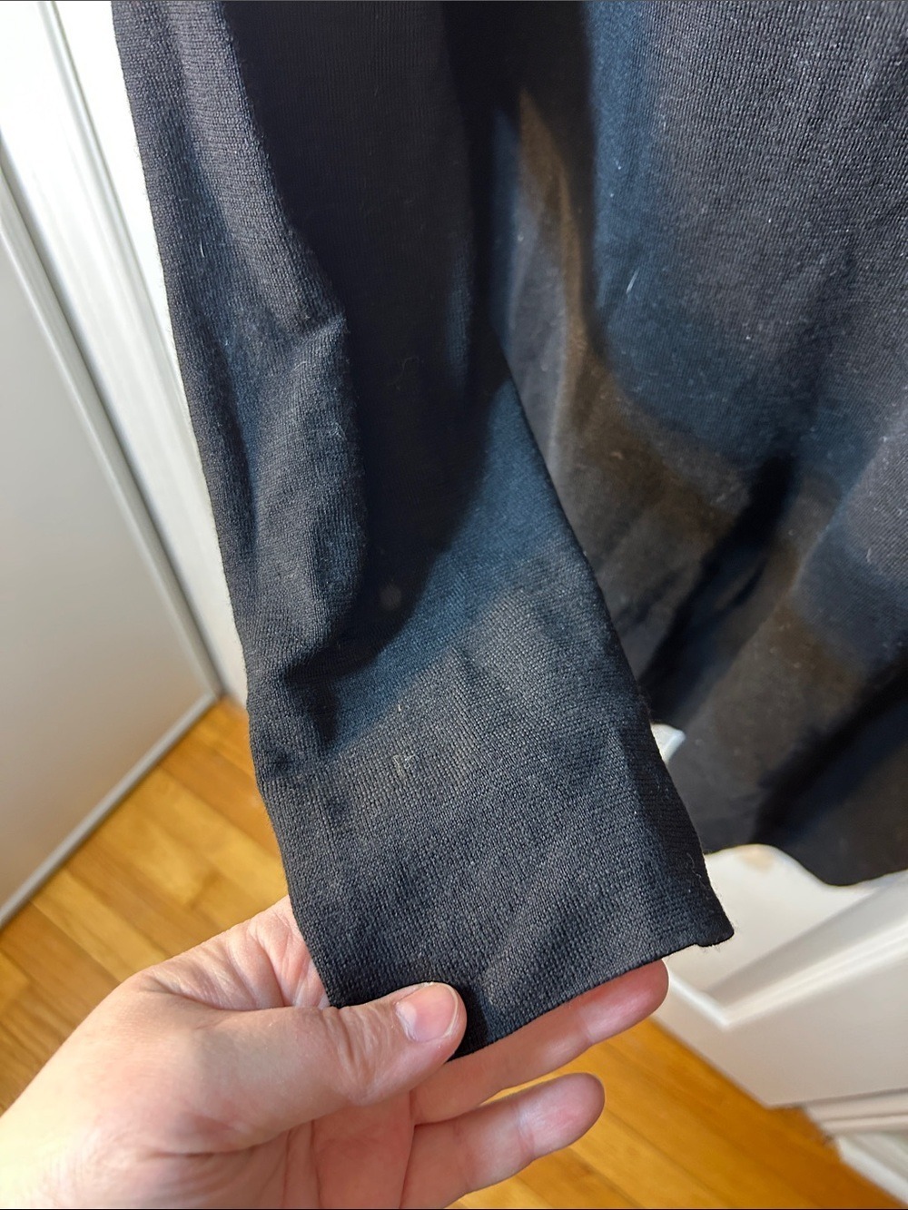 Eileen Fisher Superfine Merino Wool Black Long-Sleeve Crewneck Knit Tunic Top L - Picture 3 of 5
